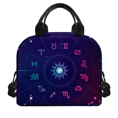 Zodiac Symbols Wheel Print Insulated Lunch Bag