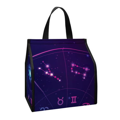 Zodiac Symbols Wheel Print Insulated Lunch Tote