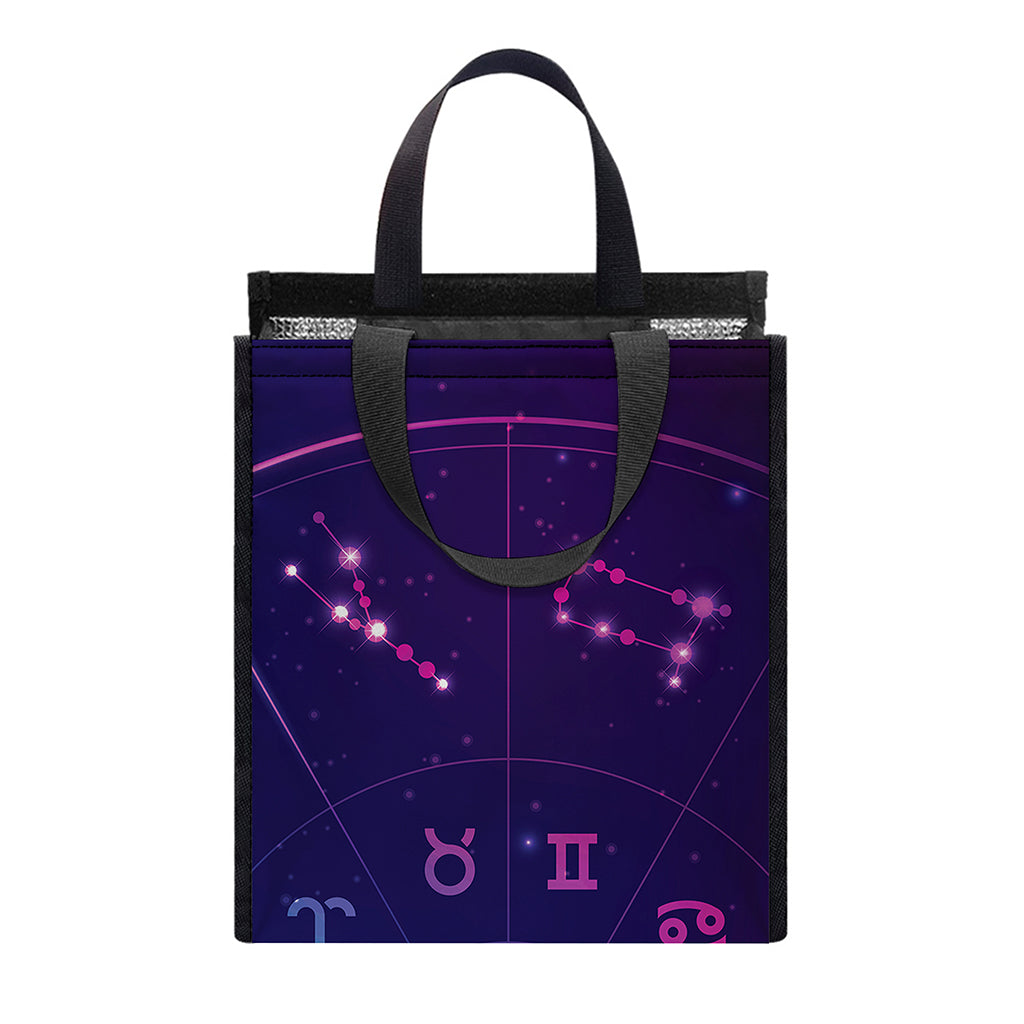 Zodiac Symbols Wheel Print Insulated Lunch Tote
