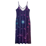 Zodiac Symbols Wheel Print Jersey Midi Cami Dress