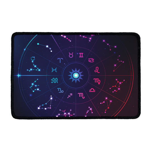 Zodiac Symbols Wheel Print Kitchen Mat