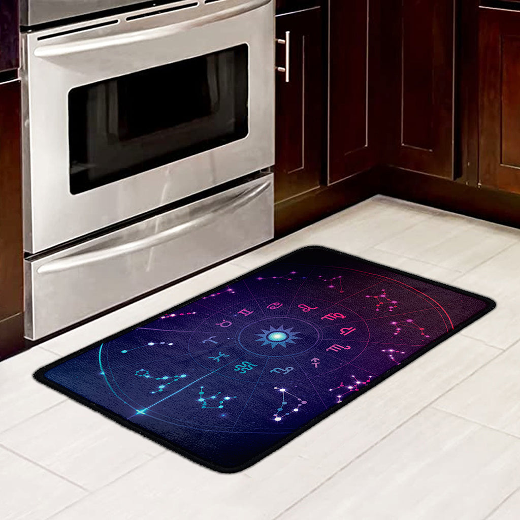 Zodiac Symbols Wheel Print Kitchen Mat