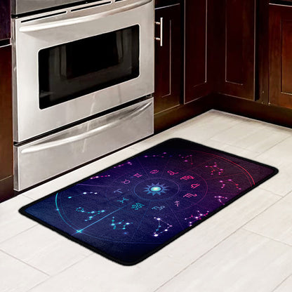 Zodiac Symbols Wheel Print Kitchen Mat