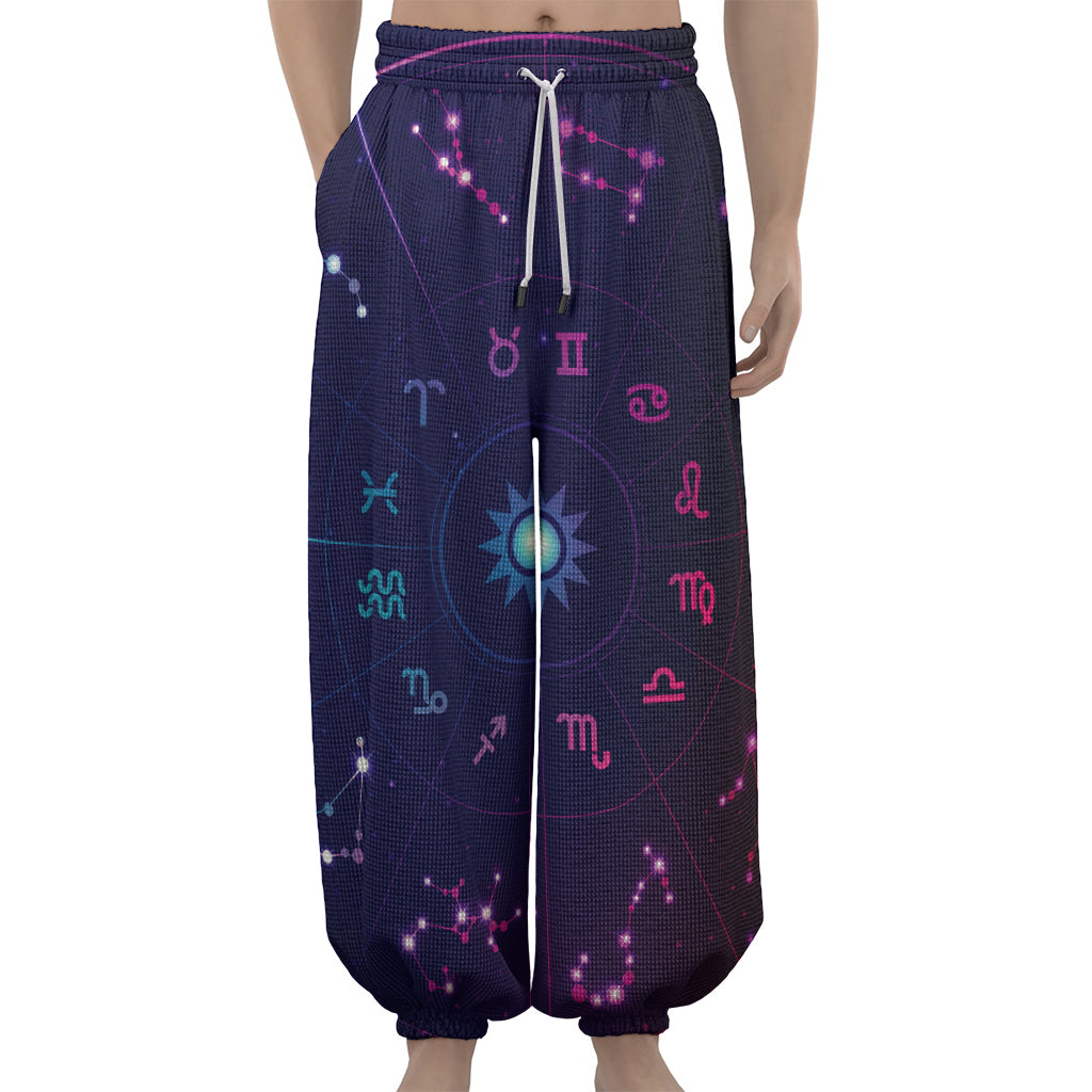 Zodiac Symbols Wheel Print Lantern Pants