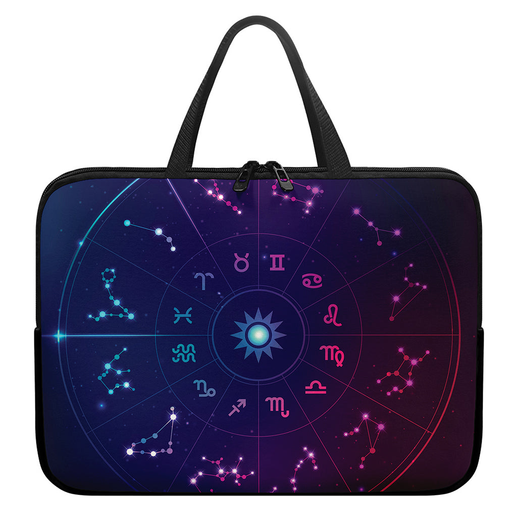 Zodiac Symbols Wheel Print Laptop Sleeve With Handle