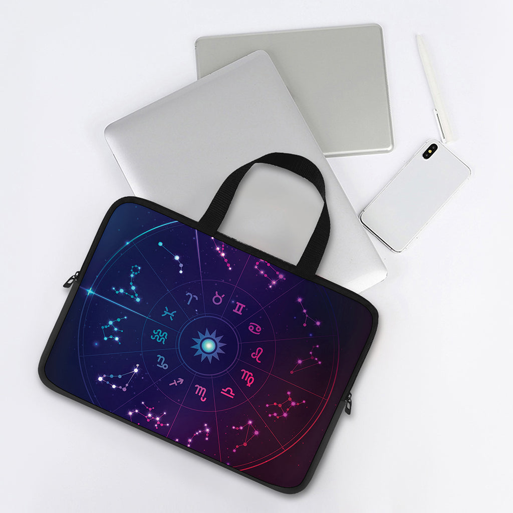 Zodiac Symbols Wheel Print Laptop Sleeve With Handle