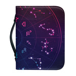 Zodiac Symbols Wheel Print Leather Bible Cover