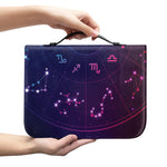Zodiac Symbols Wheel Print Leather Bible Cover