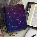 Zodiac Symbols Wheel Print Leather Bible Cover