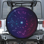 Zodiac Symbols Wheel Print Leather Spare Tire Cover