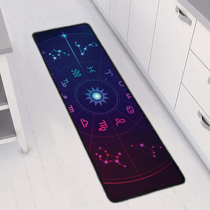 Zodiac Symbols Wheel Print Long Kitchen Mat