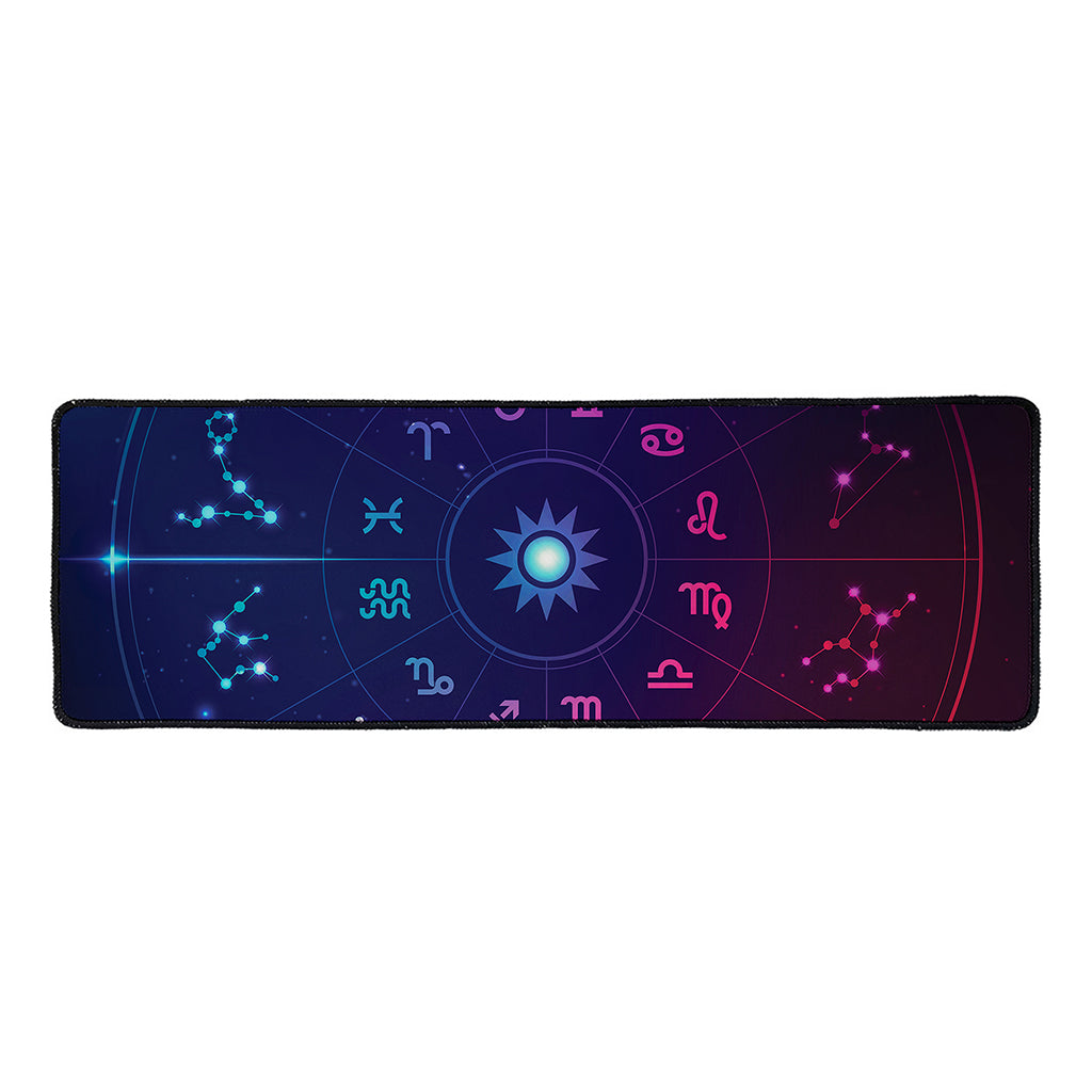 Zodiac Symbols Wheel Print Long Kitchen Mat