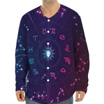 Zodiac Symbols Wheel Print Long Sleeve Baseball Jersey