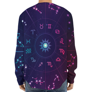 Zodiac Symbols Wheel Print Long Sleeve Baseball Jersey