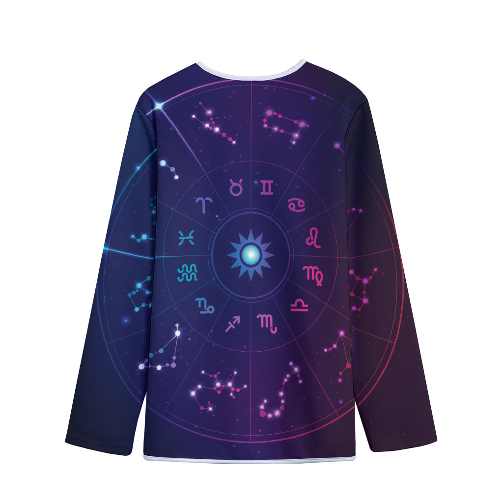 Zodiac Symbols Wheel Print Long Sleeve Short Coat