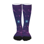 Zodiac Symbols Wheel Print Long Socks