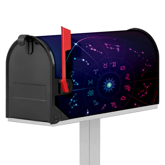 Zodiac Symbols Wheel Print Mailbox Cover