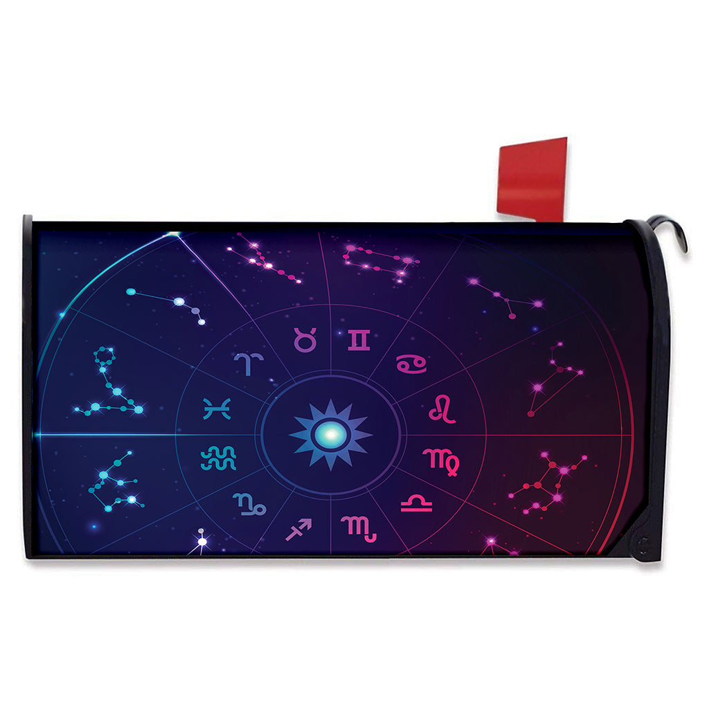 Zodiac Symbols Wheel Print Mailbox Cover