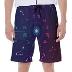 Zodiac Symbols Wheel Print Men's Beach Shorts