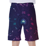 Zodiac Symbols Wheel Print Men's Beach Shorts