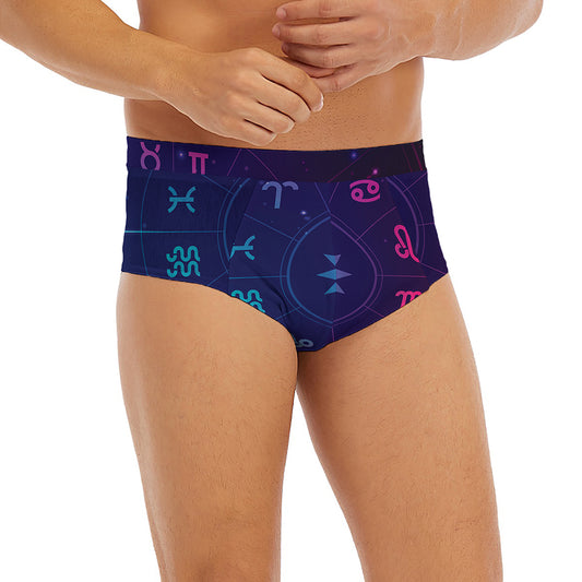Zodiac Symbols Wheel Print Men's Briefs