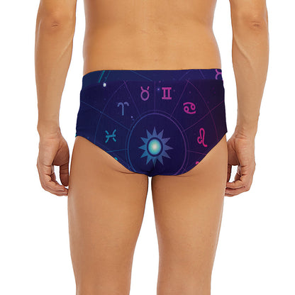 Zodiac Symbols Wheel Print Men's Briefs
