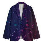 Zodiac Symbols Wheel Print Men's Cotton Blazer