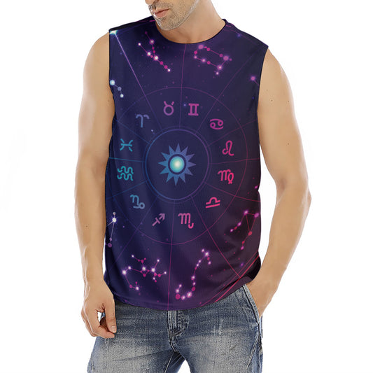 Zodiac Symbols Wheel Print Men's Fitness Tank Top