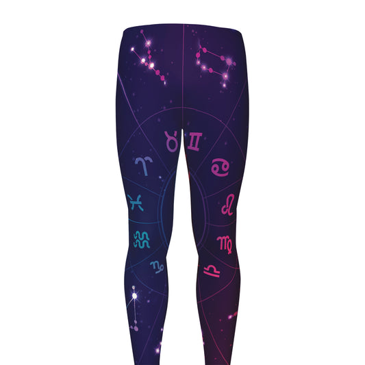 Zodiac Symbols Wheel Print Men's leggings
