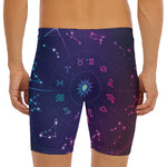 Zodiac Symbols Wheel Print Men's Long Boxer Briefs