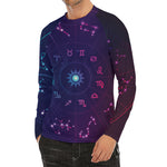 Zodiac Symbols Wheel Print Men's Long Sleeve Rash Guard