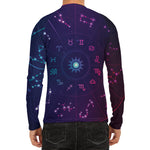 Zodiac Symbols Wheel Print Men's Long Sleeve Rash Guard