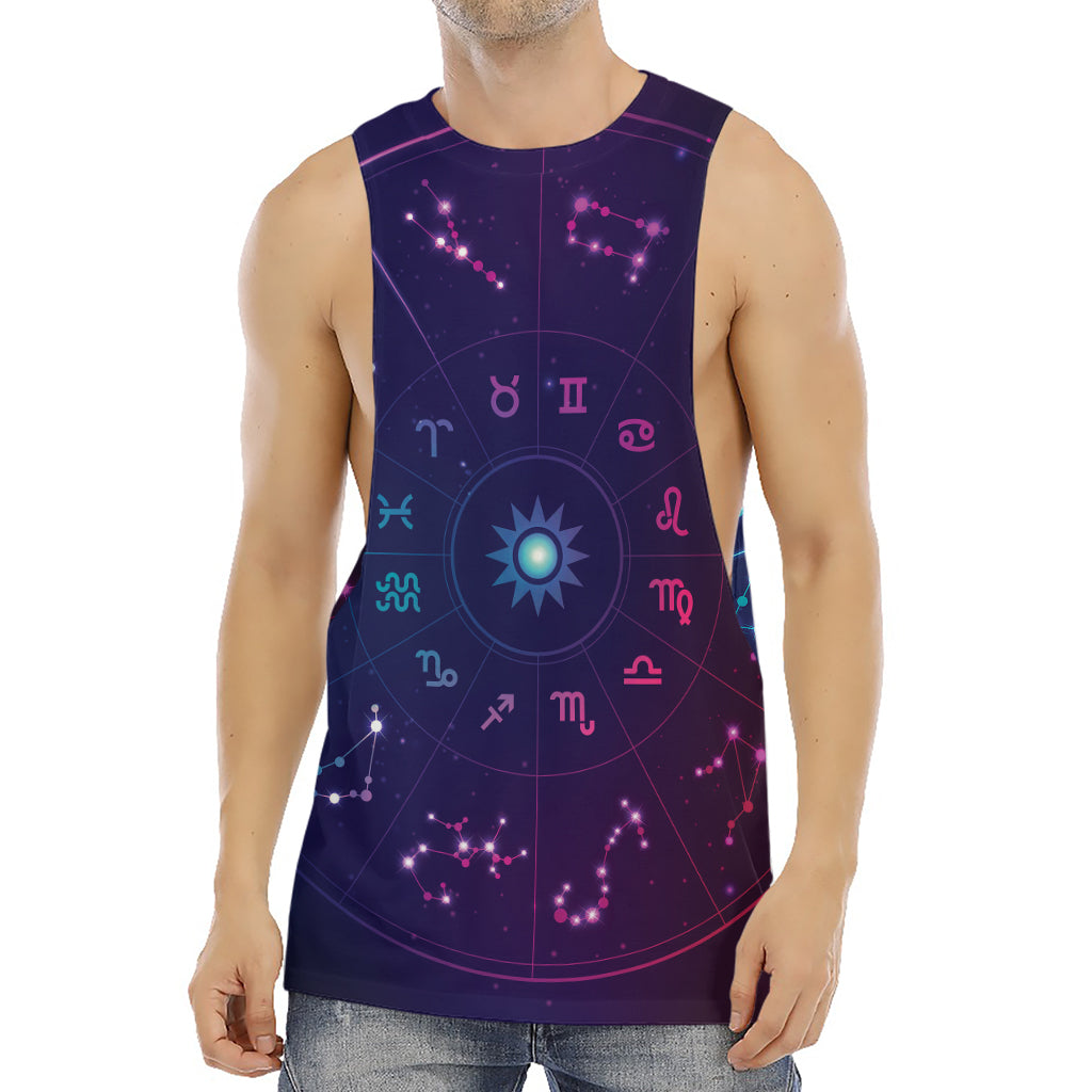 Zodiac Symbols Wheel Print Men's Muscle Tank Top