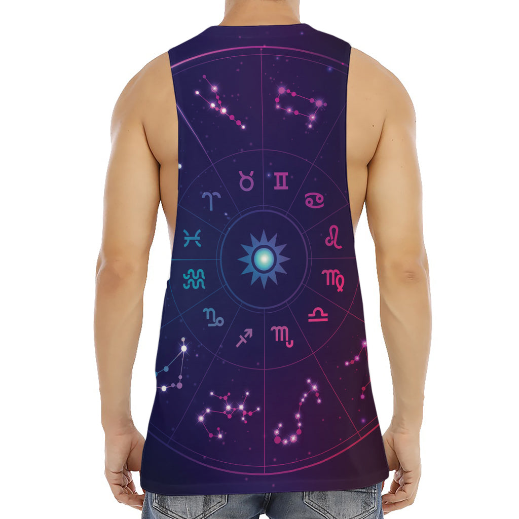 Zodiac Symbols Wheel Print Men's Muscle Tank Top