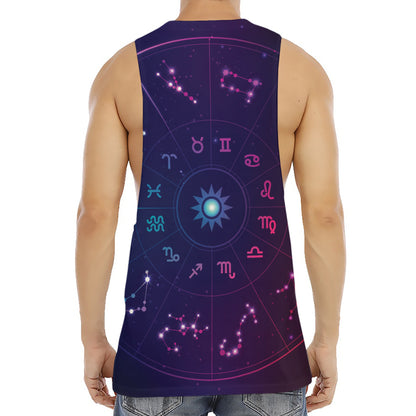 Zodiac Symbols Wheel Print Men's Muscle Tank Top
