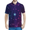 Zodiac Symbols Wheel Print Men's Polo Shirt