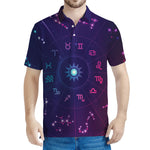 Zodiac Symbols Wheel Print Men's Polo Shirt