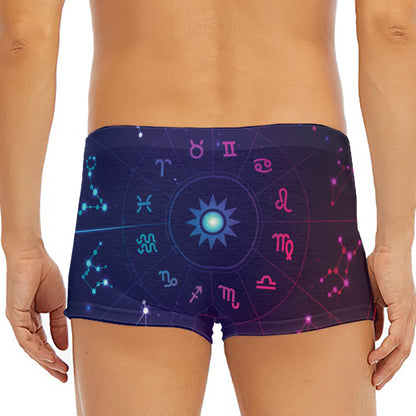 Zodiac Symbols Wheel Print Men's Short Boxer Briefs