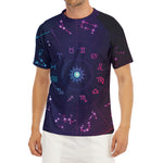 Zodiac Symbols Wheel Print Men's Short Sleeve Rash Guard