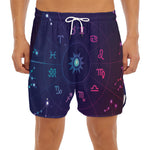Zodiac Symbols Wheel Print Men's Split Running Shorts