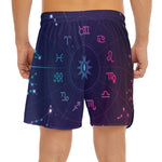 Zodiac Symbols Wheel Print Men's Split Running Shorts