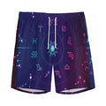 Zodiac Symbols Wheel Print Men's Athletic Shorts