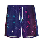 Zodiac Symbols Wheel Print Men's Sports Shorts