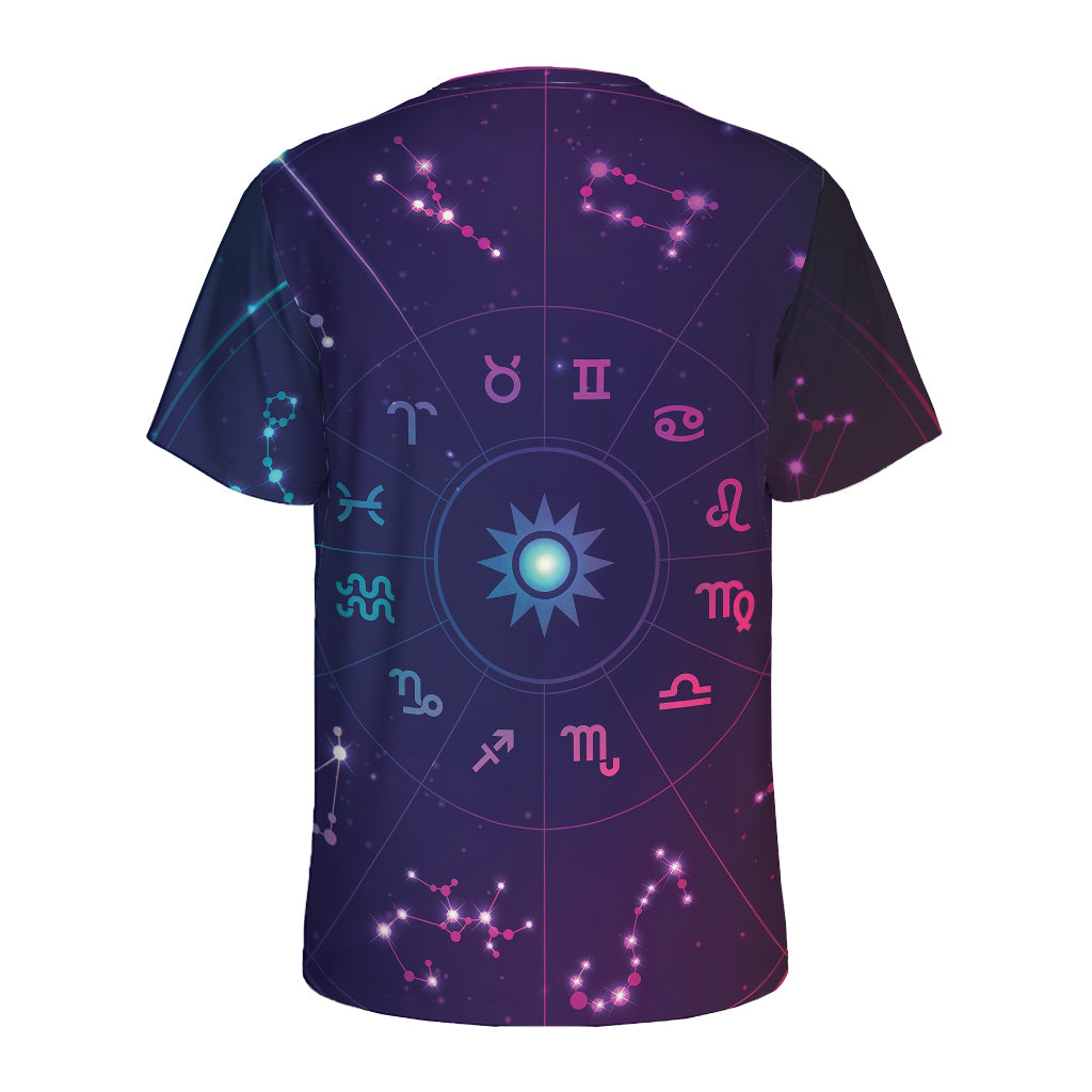 Zodiac Symbols Wheel Print Men's Sports T-Shirt
