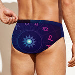 Zodiac Symbols Wheel Print Men's Swim Briefs