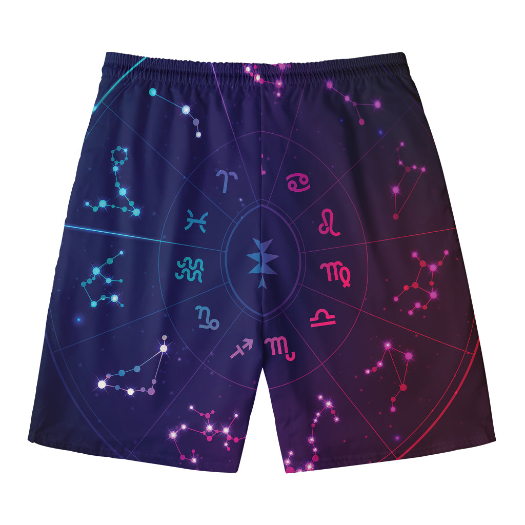 Zodiac Symbols Wheel Print Men's Swim Trunks