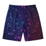 Zodiac Symbols Wheel Print Men's Swim Trunks