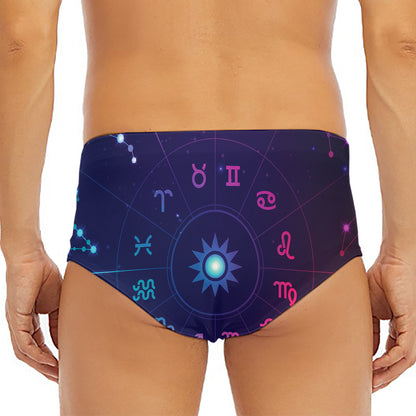 Zodiac Symbols Wheel Print Men's Triangle Swim Briefs