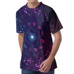 Zodiac Symbols Wheel Print Men's Velvet T-Shirt