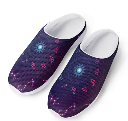 Zodiac Symbols Wheel Print Mesh Casual Shoes